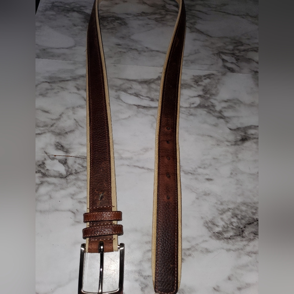 Men's brown leather belt 38